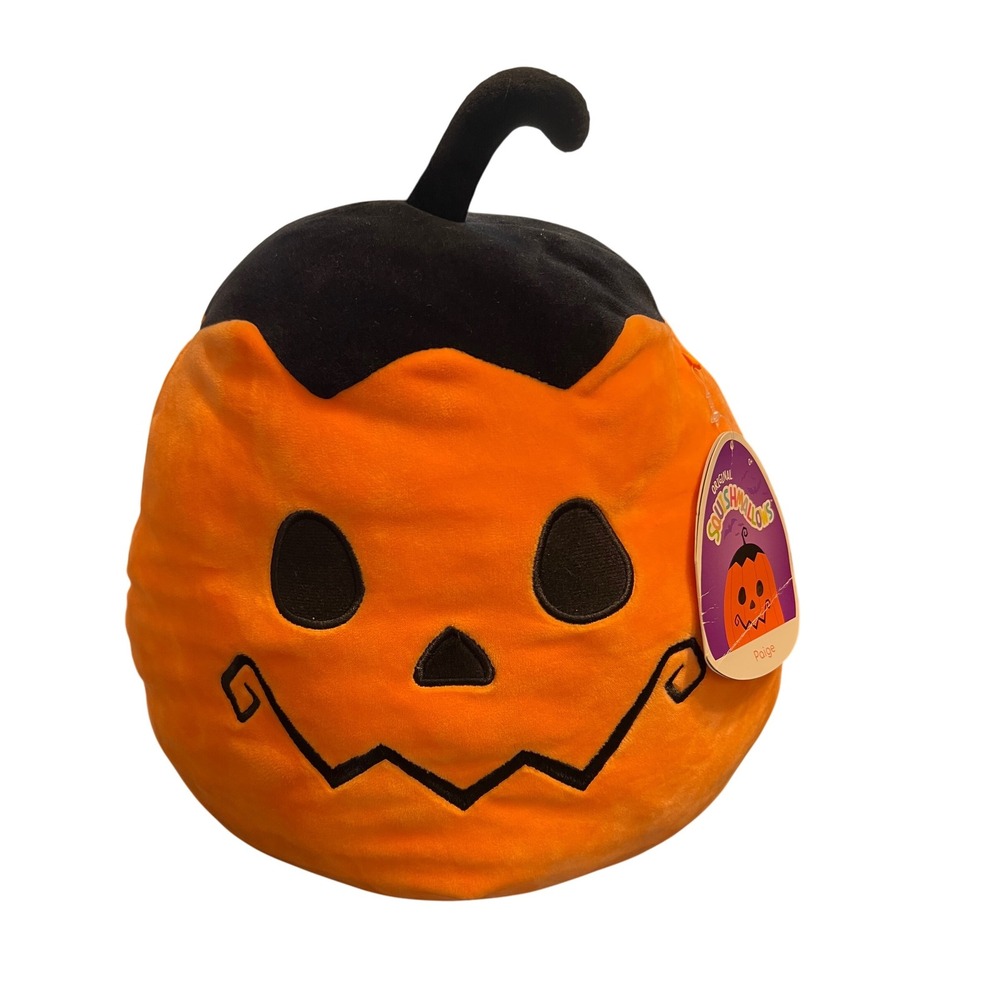 Squishmallows Paige Pumpkin 14" Plush Halloween Stuffed Animal Dorm Orange Black
